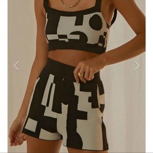 2 piece crop top and short sweater set
